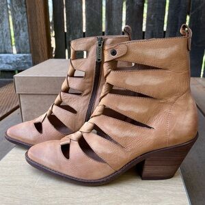 Veracruz Sundance Triga Cutout Braided Leather Ankle Boots NWB Sz EU 39/ US 8.5